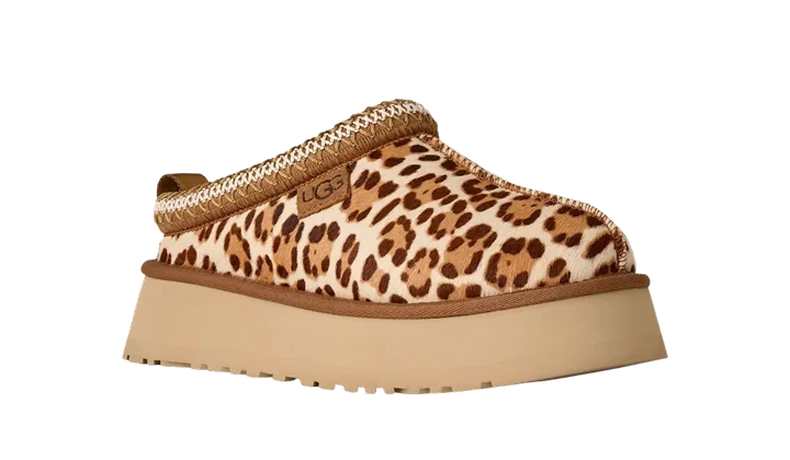 UGG Tazz Plains Slipper Felicity Leopard Jasmine – damskie kapcie w panterkę na platformie