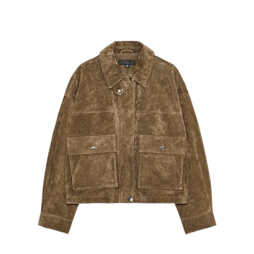 Zara 100% skórzana kurtka bomberka khaki