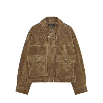 Zara 100% skórzana kurtka bomberka khaki - NOISEPLUG