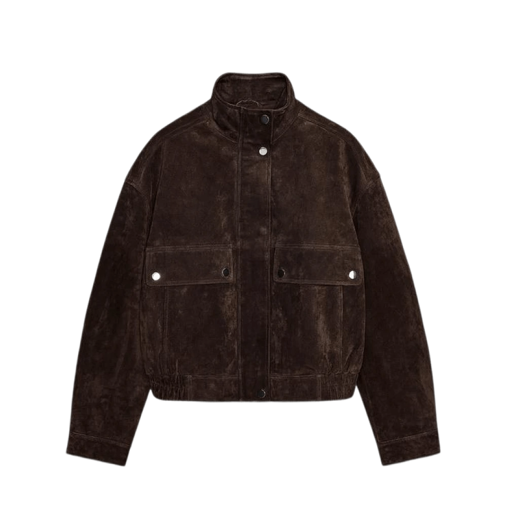 Zara Kurtka Bomberka z zamszu brązowa - NOISEPLUG